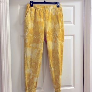 F21 Yellow tye dye Joggers